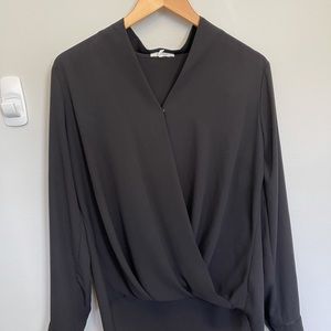 Black faux wrap blouse